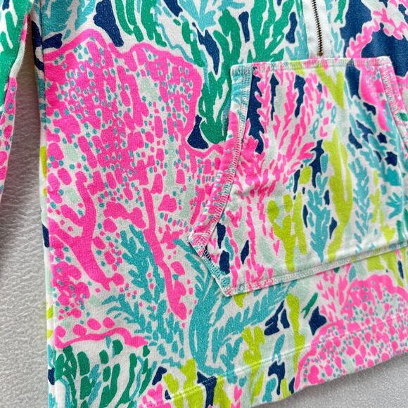 Lilly Pulitzer Skipper Popover Size M Let's Cha Cha Multicolor Print 1/2 Zip - Picture 5 of 13
